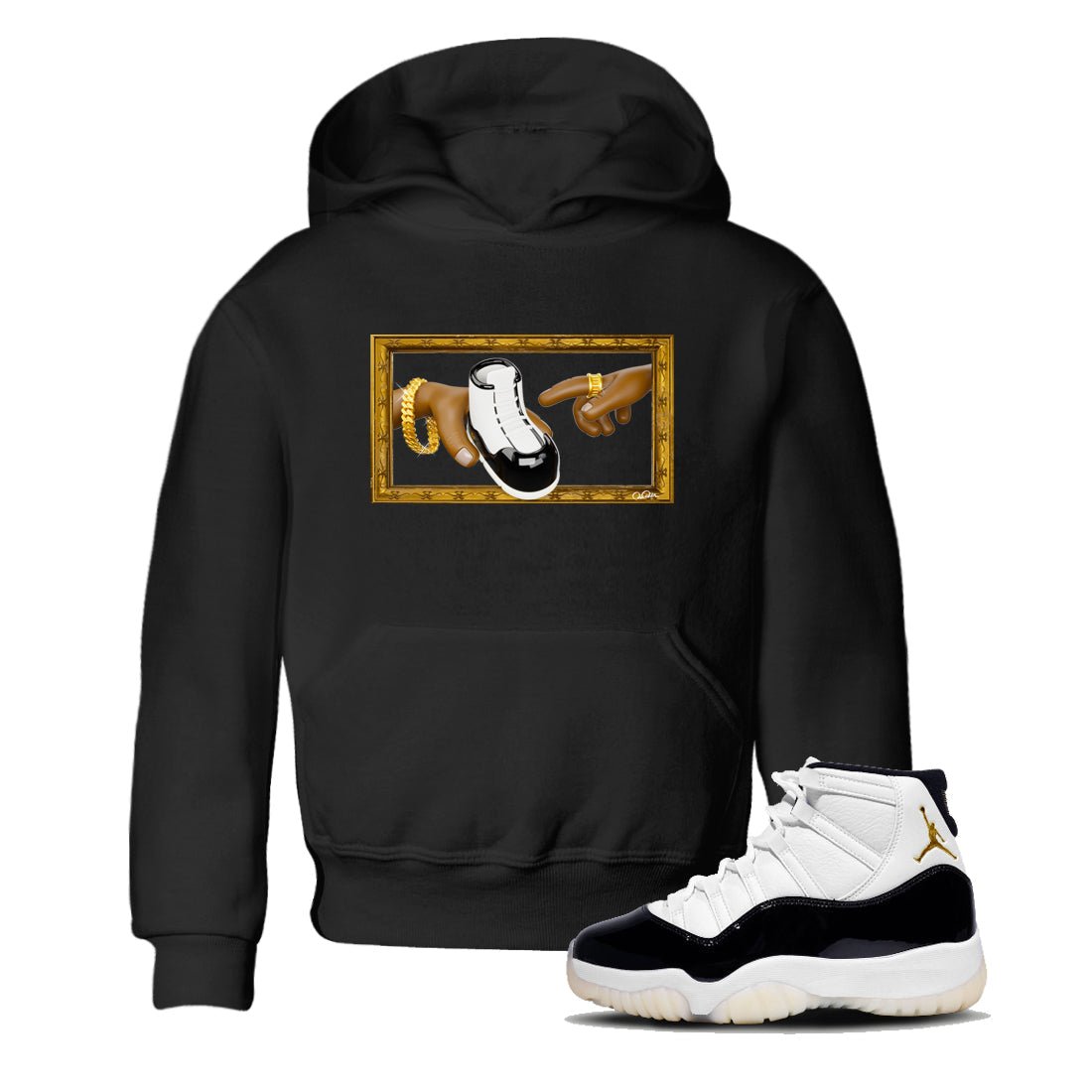 Air Jordan 11 Gratitude shirt to match jordans The Creation Of Adam sneaker tees AJ11 Gratitude SNRT Sneaker Release Tees Baby Toddler Black 1 T-Shirt