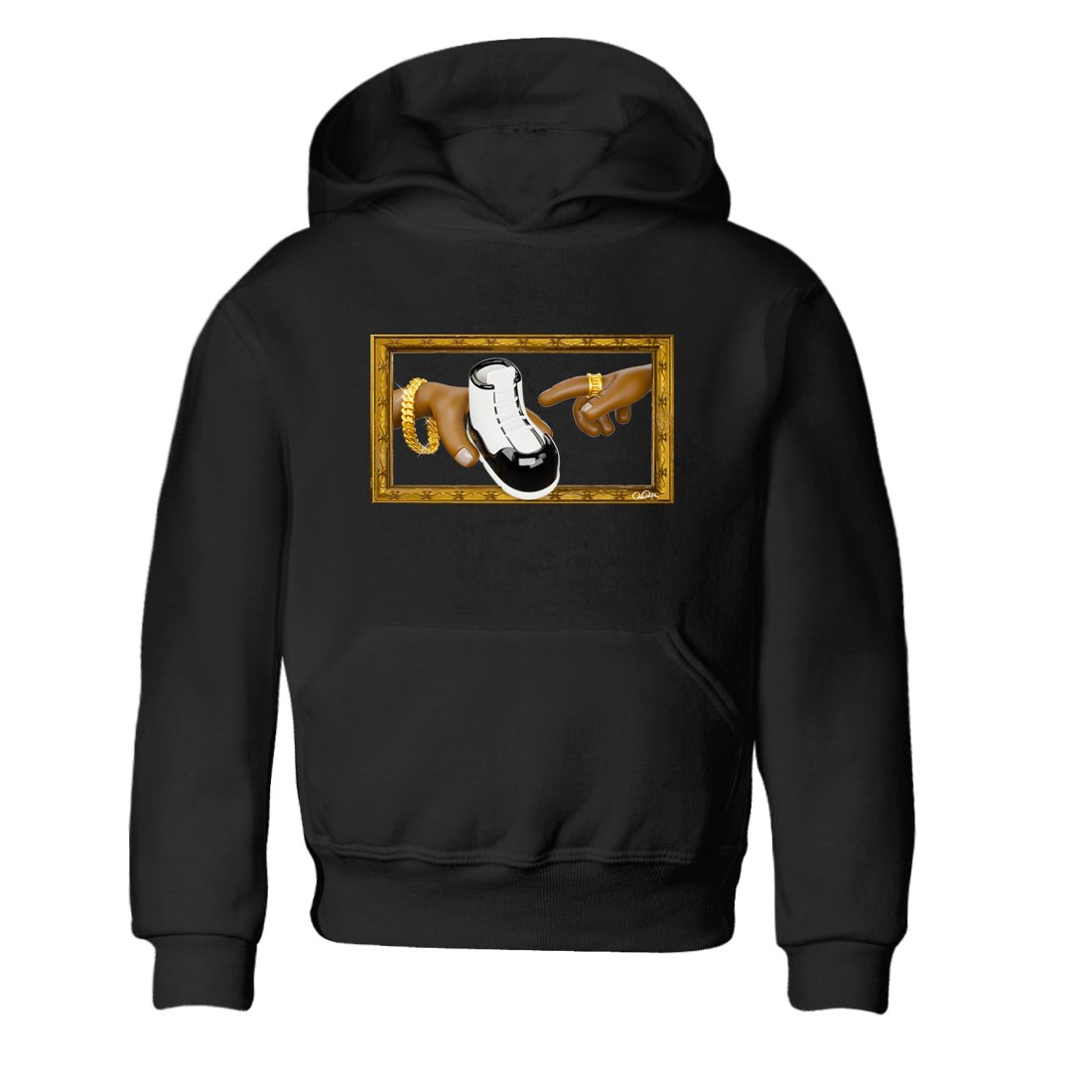 Air Jordan 11 Gratitude shirt to match jordans The Creation Of Adam sneaker tees AJ11 Gratitude SNRT Sneaker Release Tees Baby Toddler Black 2 T-Shirt