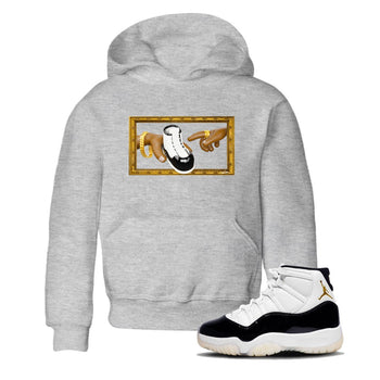 Air Jordan 11 Gratitude shirt to match jordans The Creation Of Adam sneaker tees AJ11 Gratitude SNRT Sneaker Release Tees Baby Toddler Heather Grey 1 T-Shirt