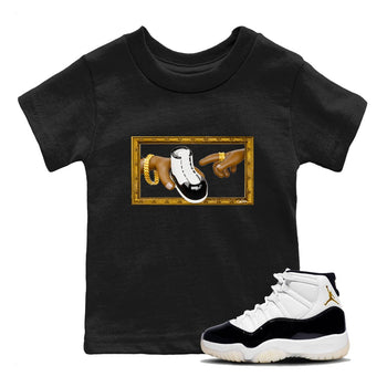 Air Jordan 11 Gratitude shirt to match jordans The Creation Of Adam sneaker tees AJ11 Gratitude SNRT Sneaker Release Tees Baby Toddler Black 1 T-Shirt