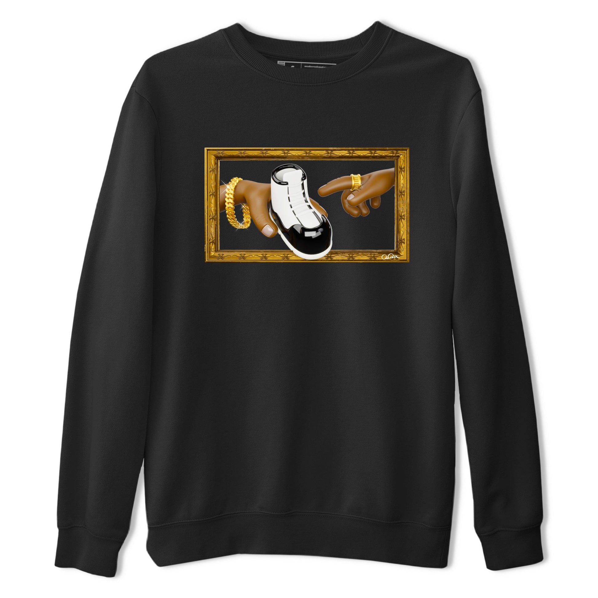 Air Jordan 11 Gratitude shirt to match jordans The Creation Of Adam sneaker tees AJ11 Gratitude SNRT Sneaker Release Tees Unisex Black 2 T-Shirt