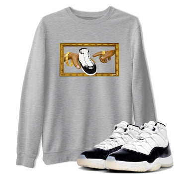 Air Jordan 11 Gratitude shirt to match jordans The Creation Of Adam sneaker tees AJ11 Gratitude SNRT Sneaker Release Tees Unisex Heather Grey 1 T-Shirt