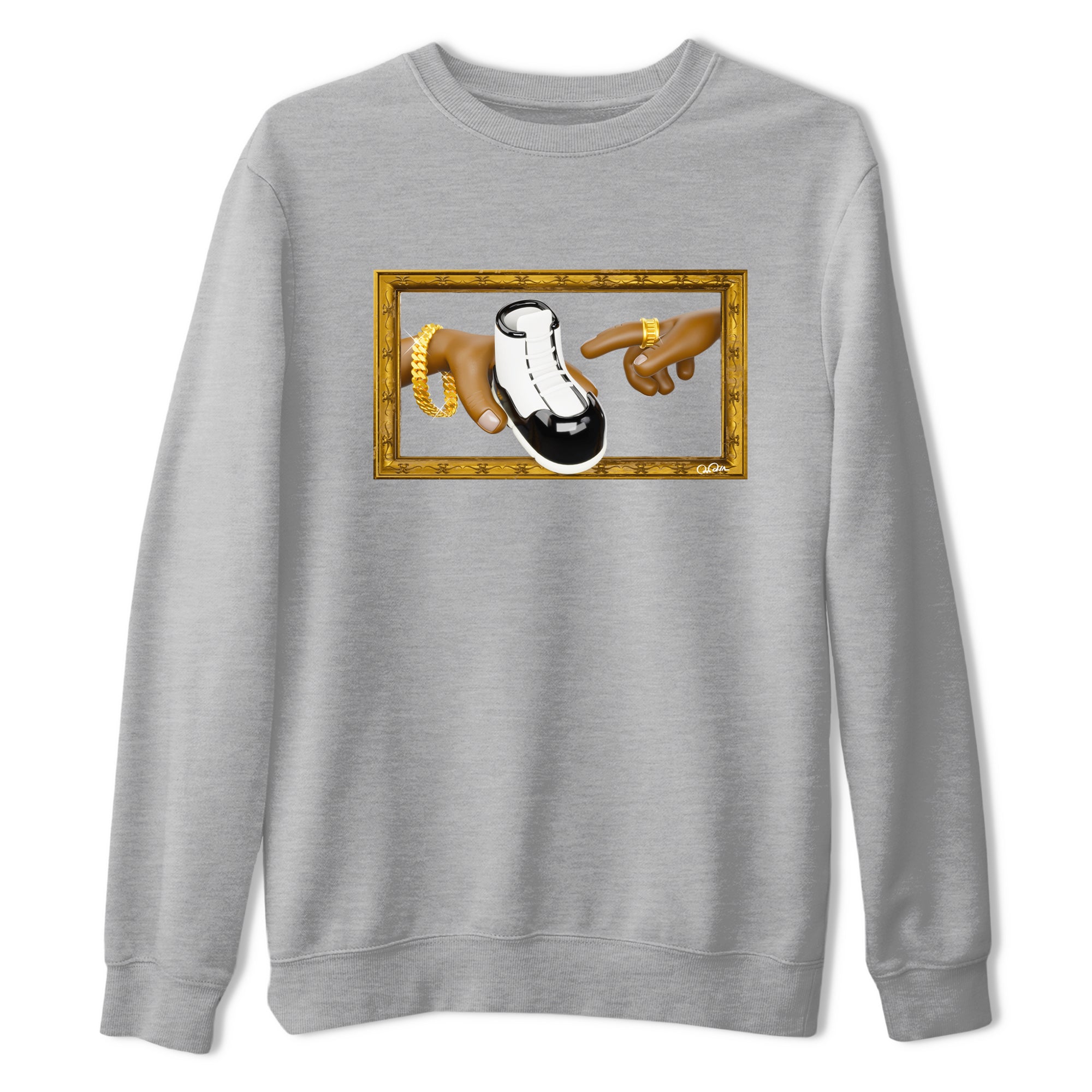 Air Jordan 11 Gratitude shirt to match jordans The Creation Of Adam sneaker tees AJ11 Gratitude SNRT Sneaker Release Tees Unisex Heather Grey 2 T-Shirt