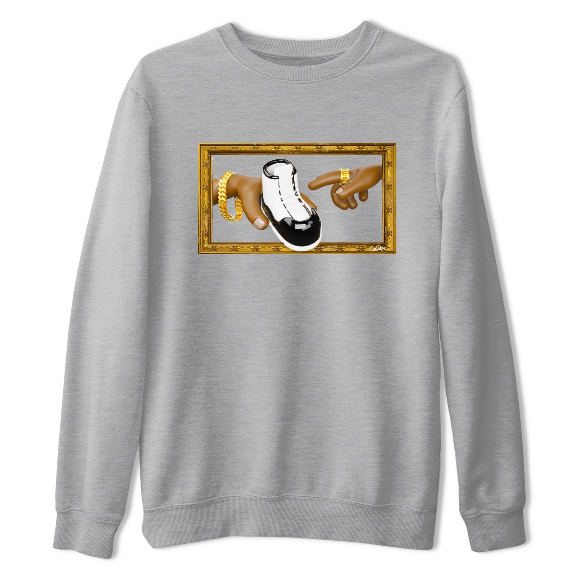 Air Jordan 11 Gratitude shirt to match jordans The Creation Of Adam sneaker tees AJ11 Gratitude SNRT Sneaker Release Tees Unisex Heather Grey 2 T-Shirt