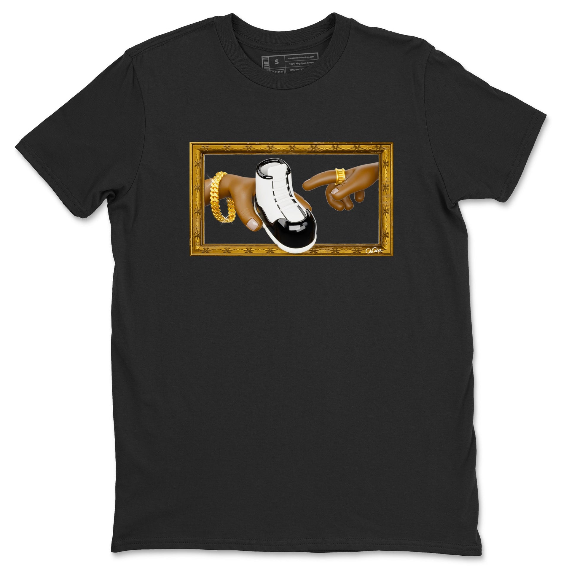 Air Jordan 11 Gratitude shirt to match jordans The Creation Of Adam sneaker tees AJ11 Gratitude SNRT Sneaker Release Tees Unisex Black 2 T-Shirt