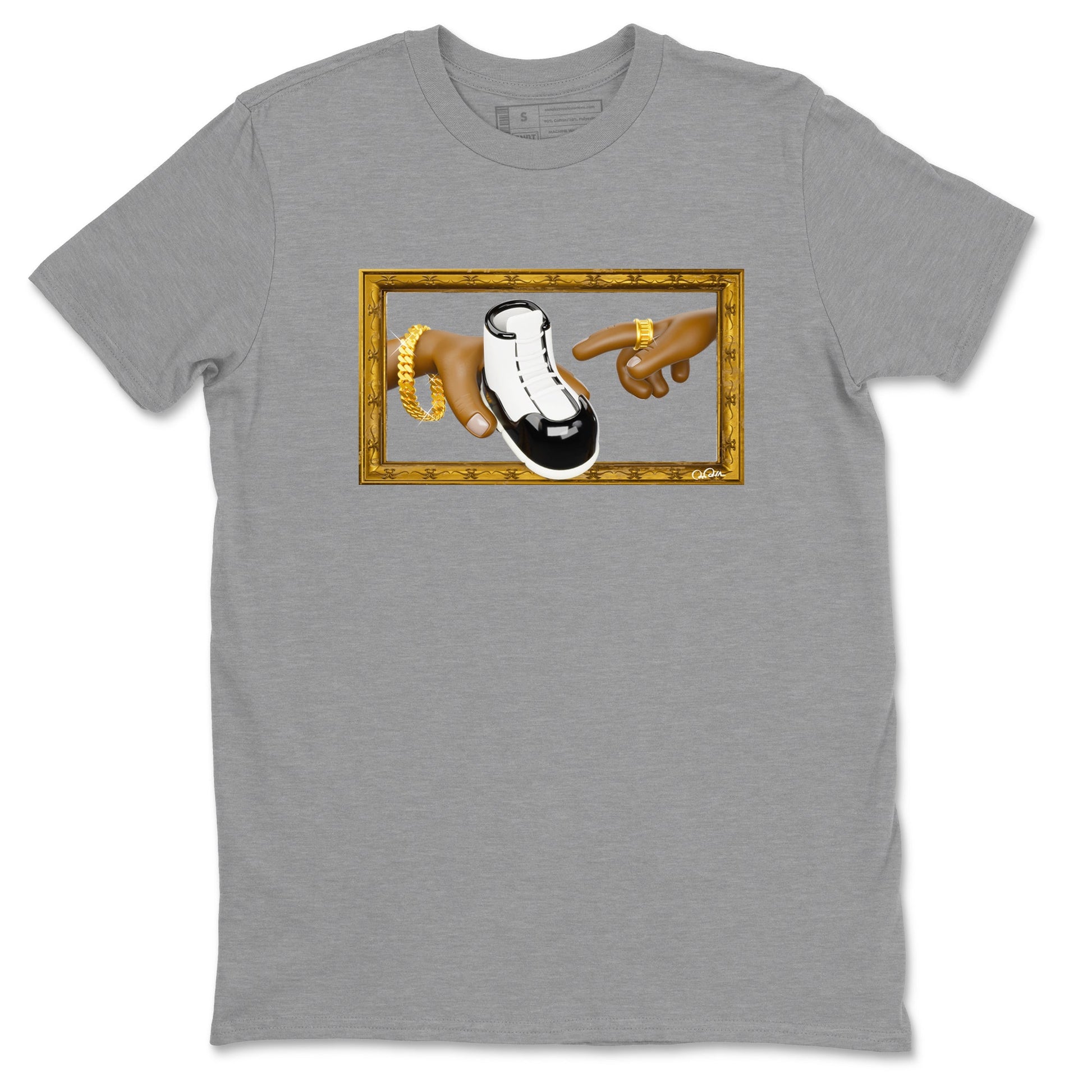 Air Jordan 11 Gratitude shirt to match jordans The Creation Of Adam sneaker tees AJ11 Gratitude SNRT Sneaker Release Tees Unisex Heather Grey 2 T-Shirt