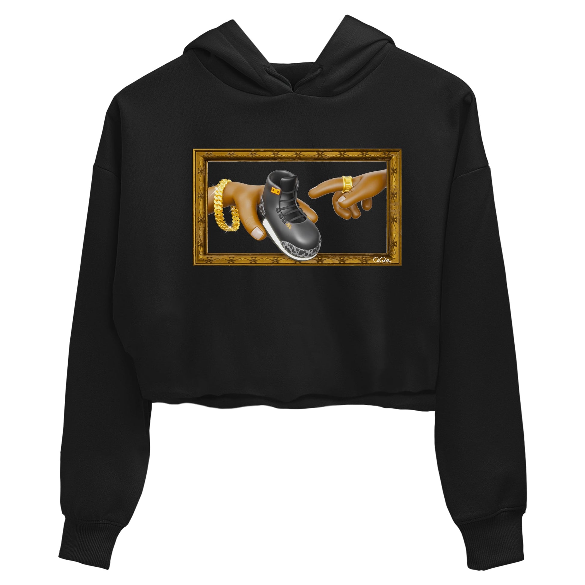 Air Jordan 3 Fear shirt to match jordans The Creation of Adam sneaker tees AJ3 Fear SNRT Sneaker Release Tees Black 2 Crop T-Shirt