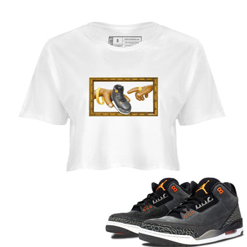 Air Jordan 3 Fear shirt to match jordans The Creation of Adam sneaker tees AJ3 Fear SNRT Sneaker Release Tees White 1 Crop T-Shirt