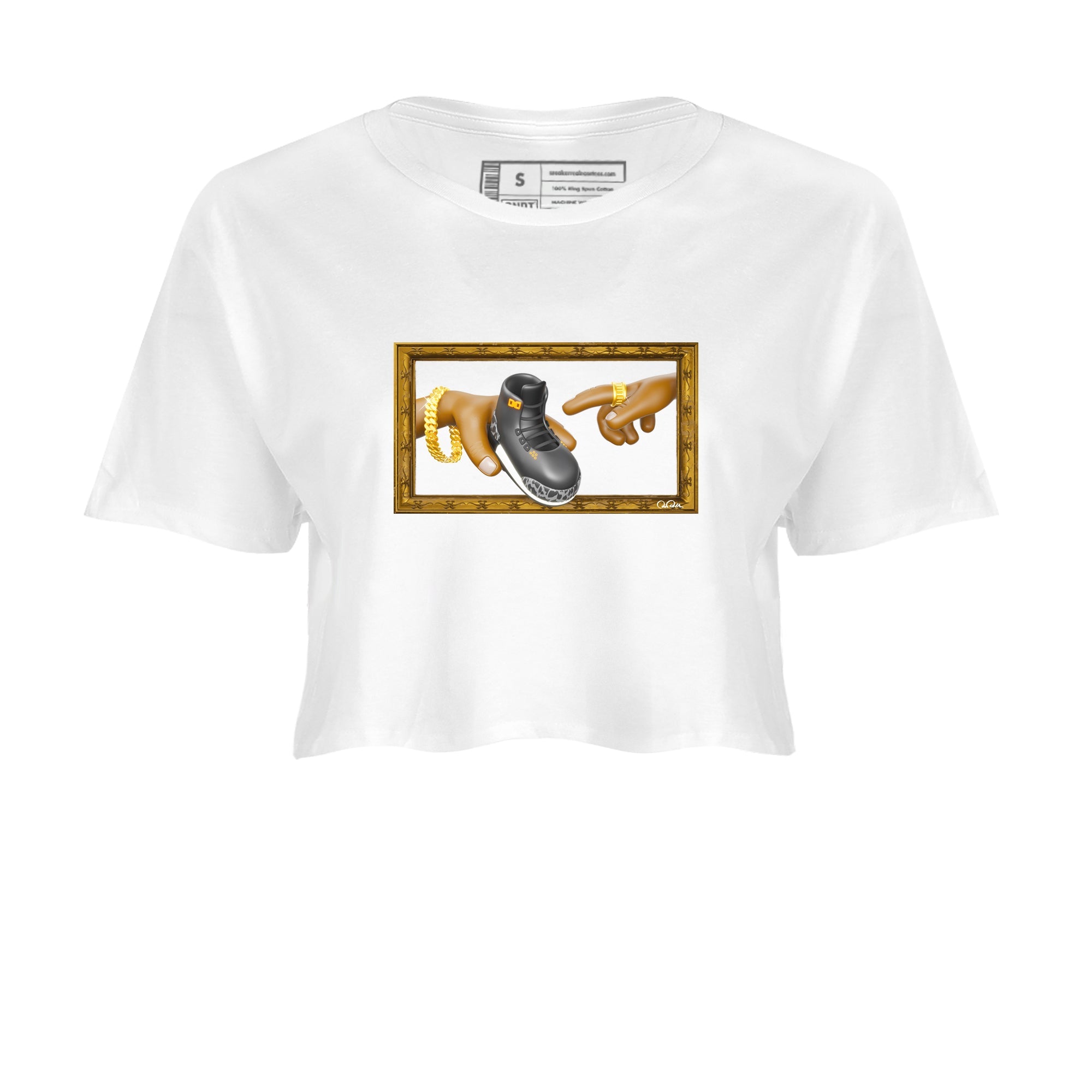 Air Jordan 3 Fear shirt to match jordans The Creation of Adam sneaker tees AJ3 Fear SNRT Sneaker Release Tees White 2 Crop T-Shirt