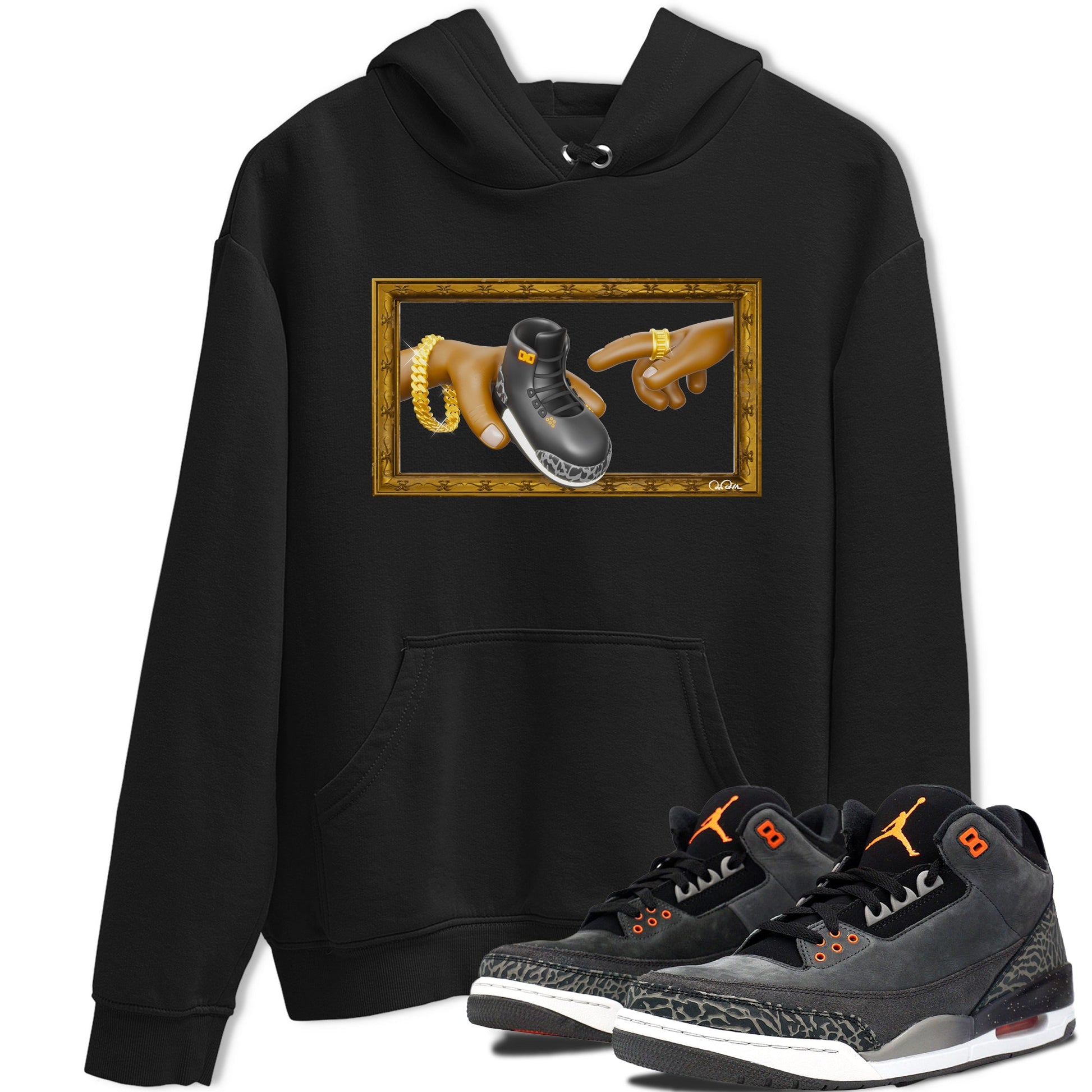 Air Jordan 3 Fear shirt to match jordans The Creation of Adam sneaker tees AJ3 Fear SNRT Sneaker Release Tees Unisex Black 1 T-Shirt