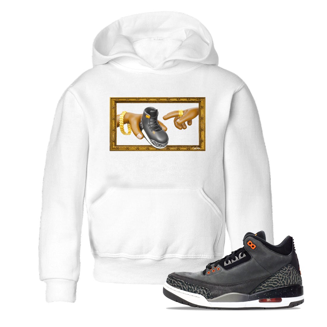 Air Jordan 3 Fear shirt to match jordans The Creation of Adam sneaker tees AJ3 Fear SNRT Sneaker Release Tees Baby Toddler White 1 T-Shirt