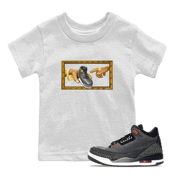 Air Jordan 3 Fear shirt to match jordans The Creation of Adam sneaker tees AJ3 Fear SNRT Sneaker Release Tees Baby Toddler White 1 T-Shirt