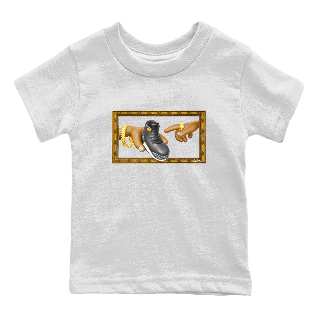 Air Jordan 3 Fear shirt to match jordans The Creation of Adam sneaker tees AJ3 Fear SNRT Sneaker Release Tees Baby Toddler White 2 T-Shirt