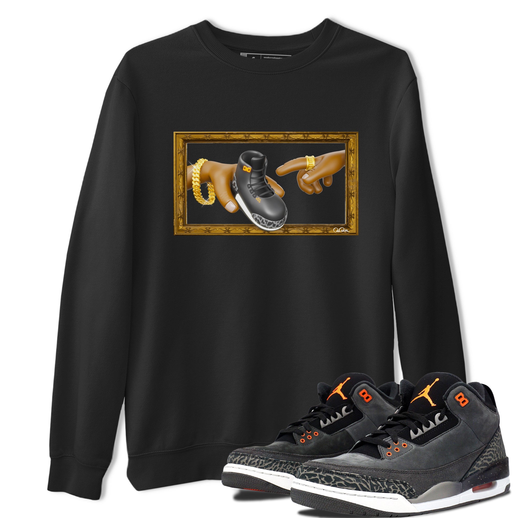 Air Jordan 3 Fear shirt to match jordans The Creation of Adam sneaker tees AJ3 Fear SNRT Sneaker Release Tees Unisex Black 1 T-Shirt