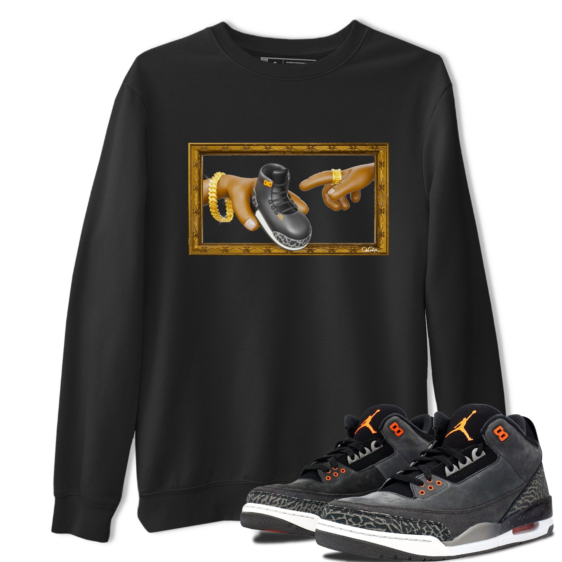 Air Jordan 3 Fear shirt to match jordans The Creation of Adam sneaker tees AJ3 Fear SNRT Sneaker Release Tees Unisex Black 1 T-Shirt