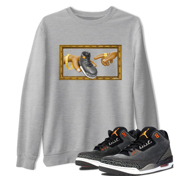 Air Jordan 3 Fear shirt to match jordans The Creation of Adam sneaker tees AJ3 Fear SNRT Sneaker Release Tees Unisex Heather Grey 1 T-Shirt