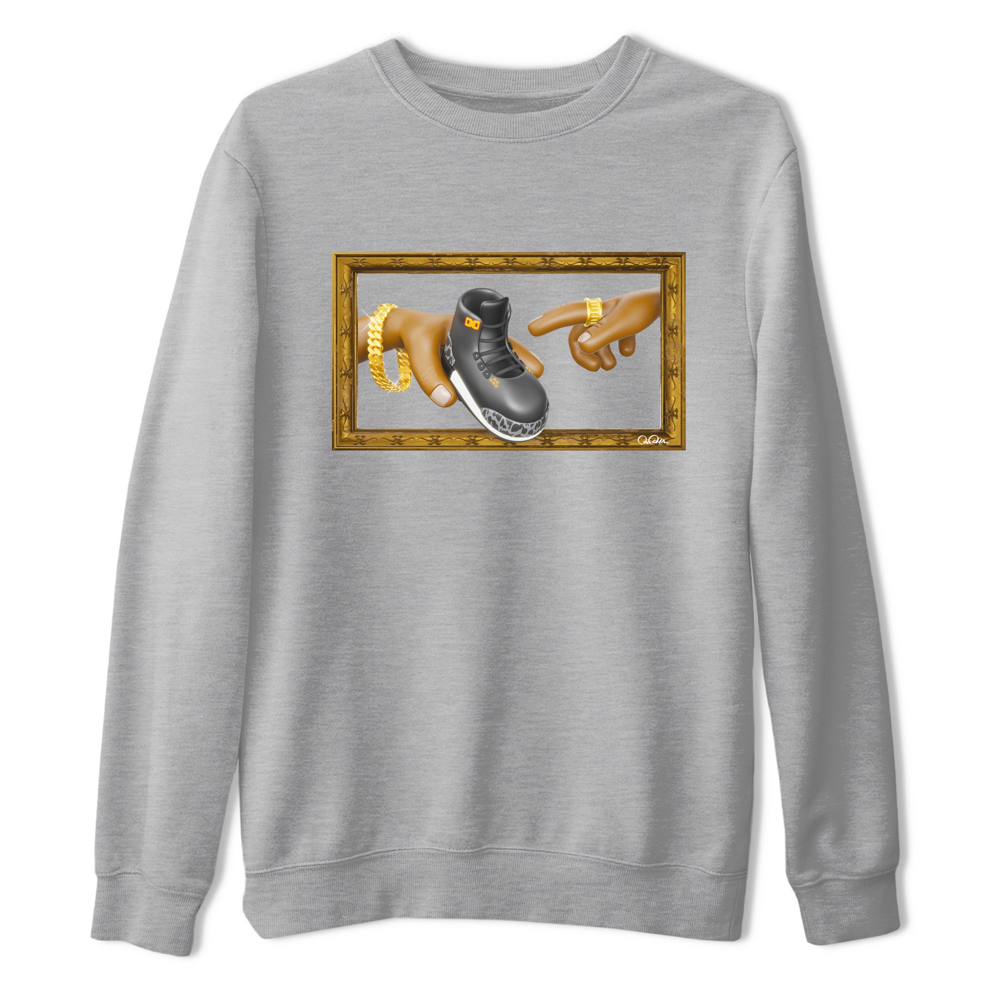 Air Jordan 3 Fear shirt to match jordans The Creation of Adam sneaker tees AJ3 Fear SNRT Sneaker Release Tees Unisex Heather Grey 2 T-Shirt