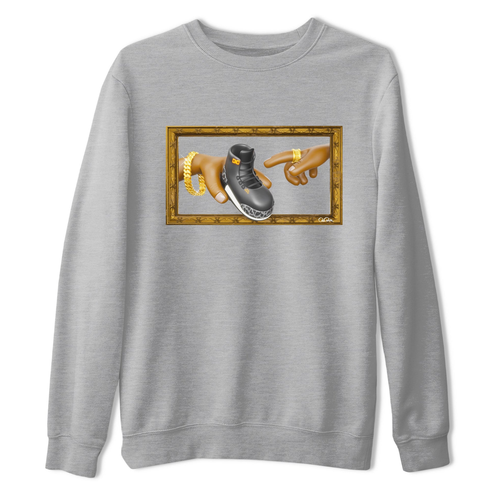 Air Jordan 3 Fear shirt to match jordans The Creation of Adam sneaker tees AJ3 Fear SNRT Sneaker Release Tees Unisex Heather Grey 2 T-Shirt