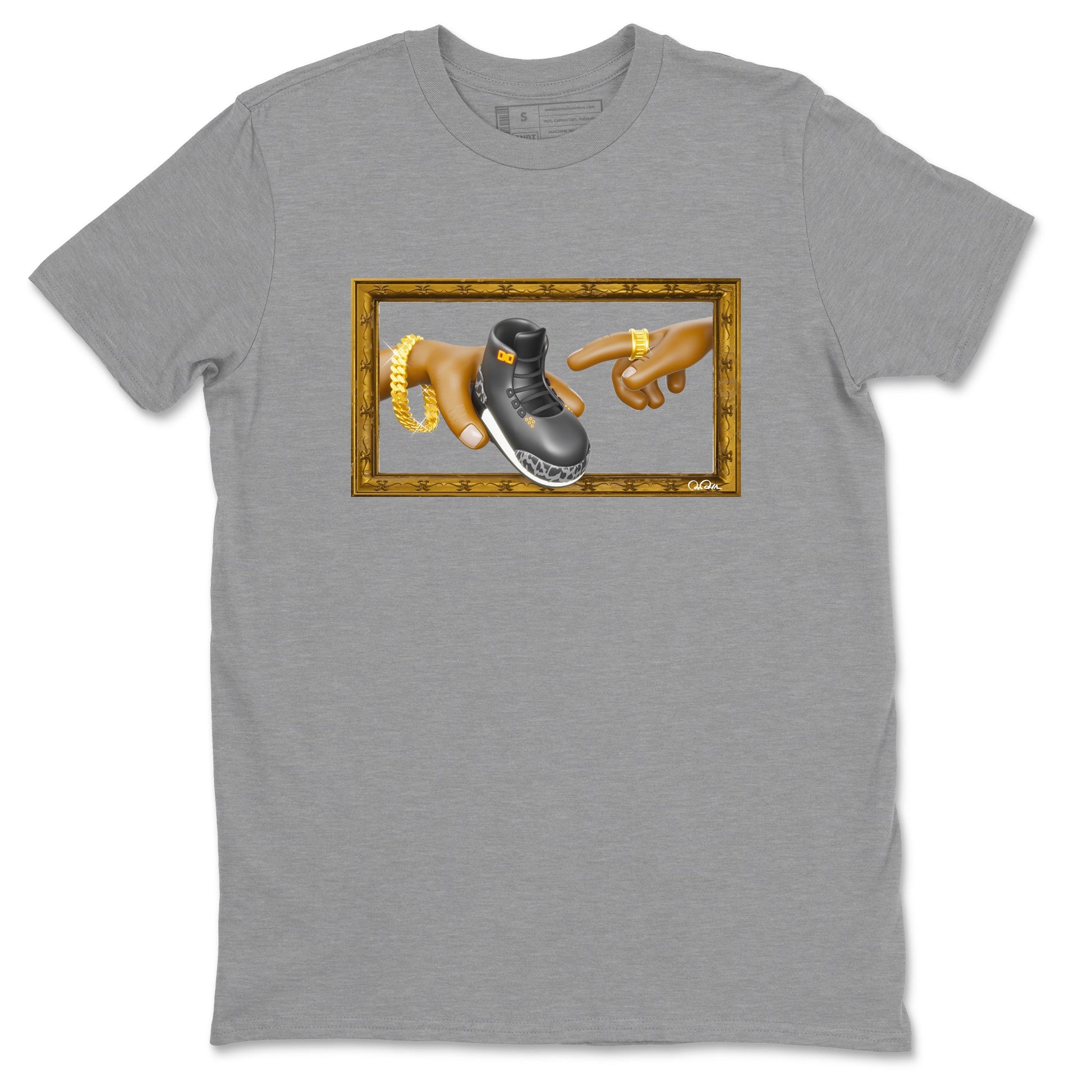 Air Jordan 3 Fear shirt to match jordans The Creation of Adam sneaker tees AJ3 Fear SNRT Sneaker Release Tees Unisex Heather Grey 2 T-Shirt