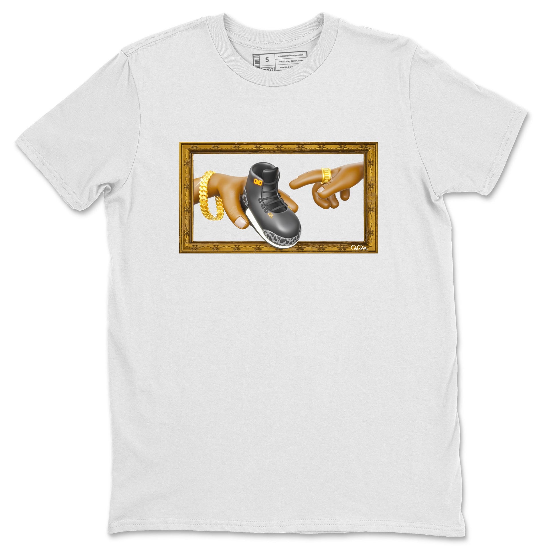Air Jordan 3 Fear shirt to match jordans The Creation of Adam sneaker tees AJ3 Fear SNRT Sneaker Release Tees Unisex White 2 T-Shirt