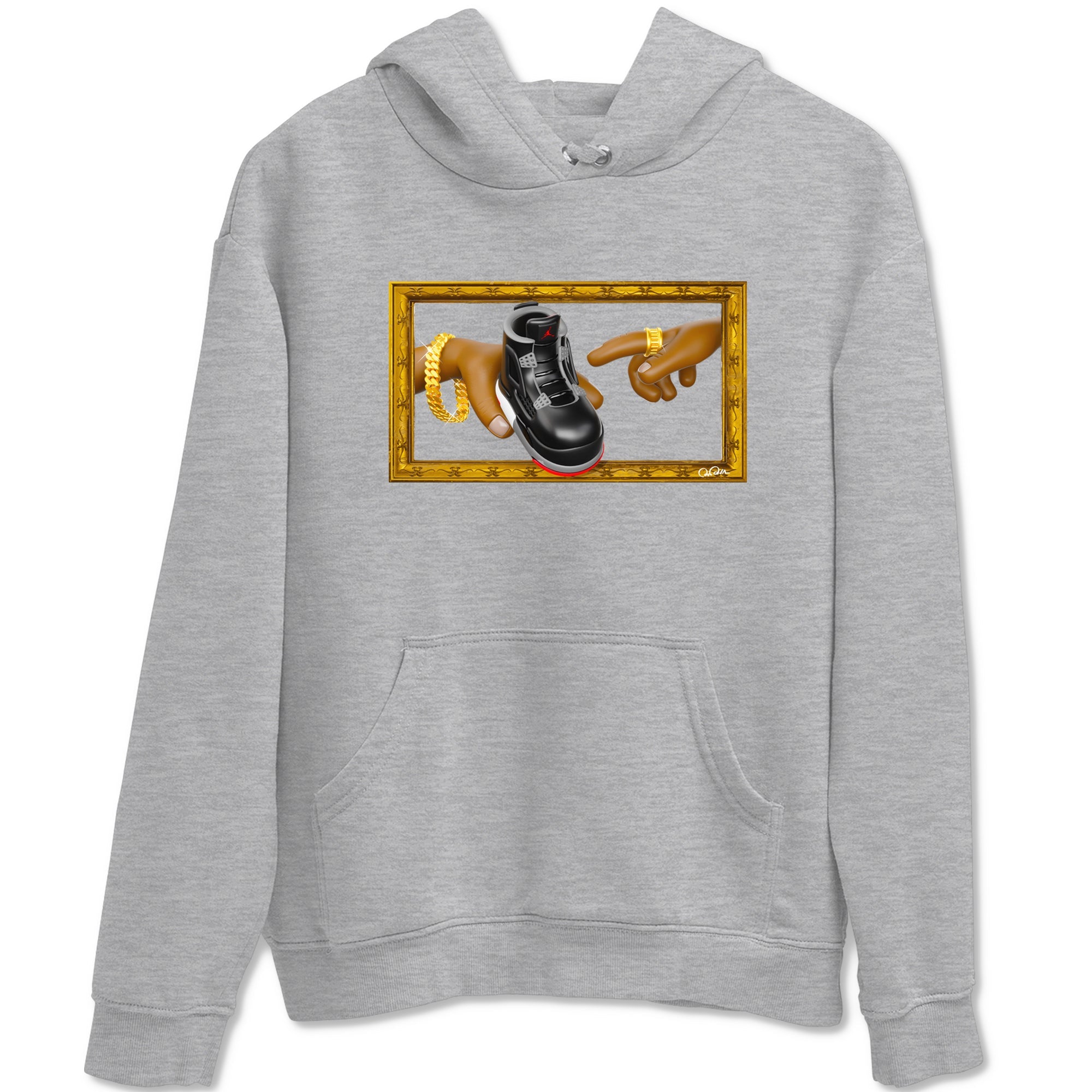4s Bred Reimagined shirt to match jordans The Creation Of Adam sneaker tees Air Jordan 4 Bred Reimagined SNRT Sneaker Release Tees unisex cotton Heather Grey 2 crew neck shirt