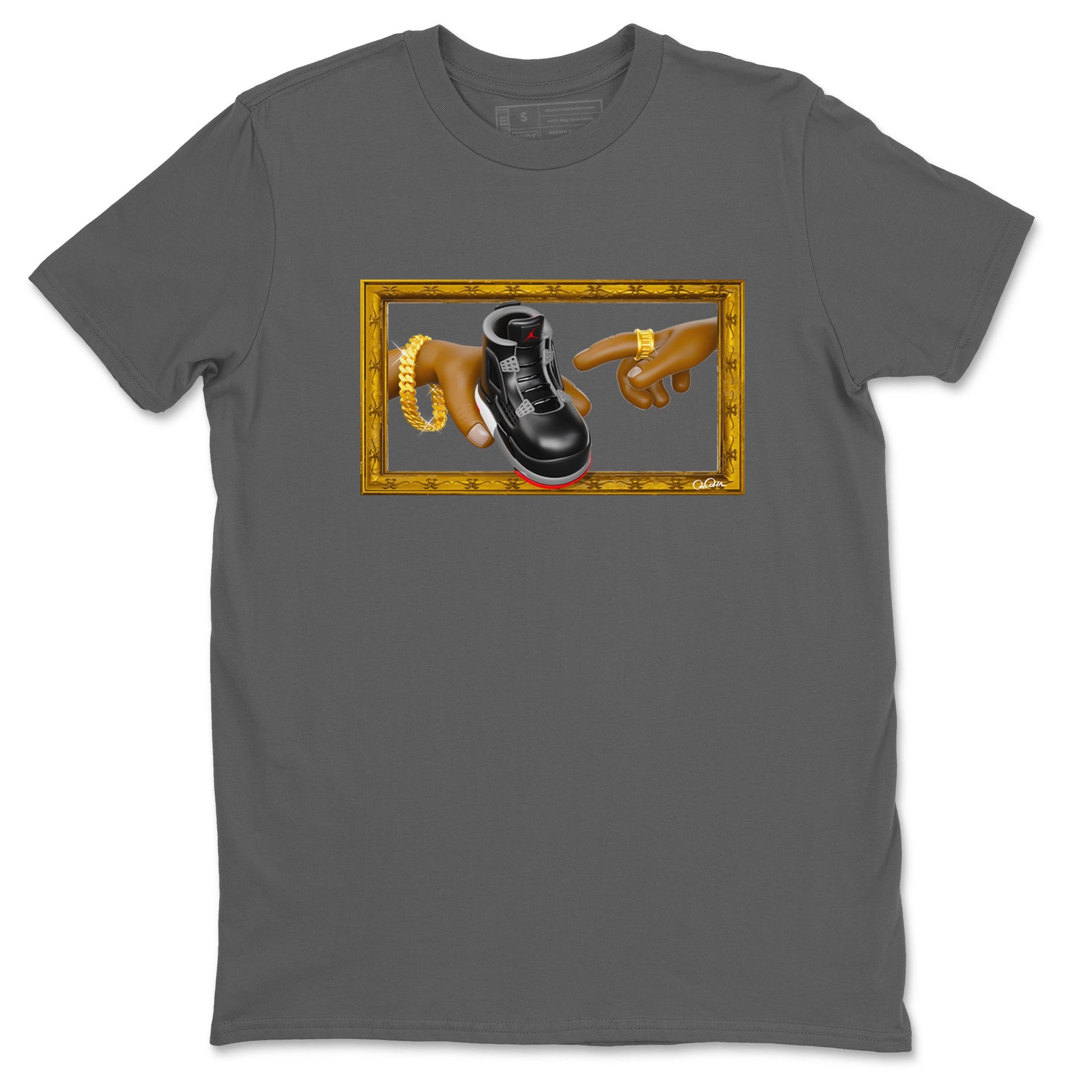 4s Bred Reimagined shirt to match jordans The Creation Of Adam sneaker tees Air Jordan 4 Bred Reimagined SNRT Sneaker Release Tees unisex cotton Cool Grey 2 crew neck shirt