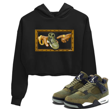 Air Jordan 4 Medium Olive shirt to match jordans The Creation of Adam sneaker tees AJ4 Medium Olive SNRT Sneaker Release Tees Black 1 Crop T-Shirt