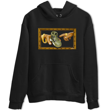 Air Jordan 4 Medium Olive shirt to match jordans The Creation of Adam sneaker tees AJ4 Medium Olive SNRT Sneaker Release Tees Unisex Black 2 T-Shirt