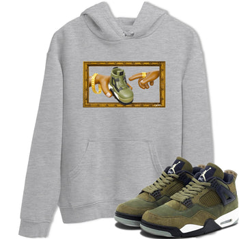 Air Jordan 4 Medium Olive shirt to match jordans The Creation of Adam sneaker tees AJ4 Medium Olive SNRT Sneaker Release Tees Unisex Heather Grey 1 T-Shirt