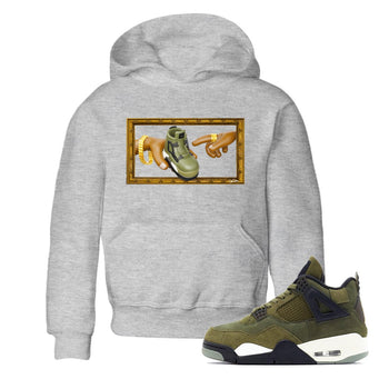 Air Jordan 4 Medium Olive shirt to match jordans The Creation of Adam sneaker tees AJ4 Medium Olive SNRT Sneaker Release Tees Baby Toddler Heather Grey 1 T-Shirt