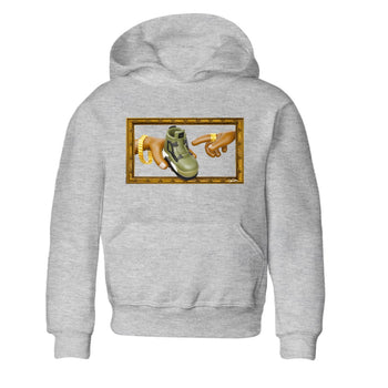 Air Jordan 4 Medium Olive shirt to match jordans The Creation of Adam sneaker tees AJ4 Medium Olive SNRT Sneaker Release Tees Baby Toddler Heather Grey 2 T-Shirt