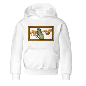 Air Jordan 4 Medium Olive shirt to match jordans The Creation of Adam sneaker tees AJ4 Medium Olive SNRT Sneaker Release Tees Baby Toddler White 2 T-Shirt
