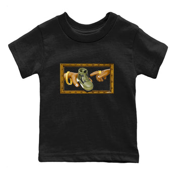 Air Jordan 4 Medium Olive shirt to match jordans The Creation of Adam sneaker tees AJ4 Medium Olive SNRT Sneaker Release Tees Baby Toddler Black 2 T-Shirt