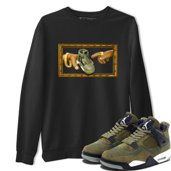 Air Jordan 4 Medium Olive shirt to match jordans The Creation of Adam sneaker tees AJ4 Medium Olive SNRT Sneaker Release Tees Unisex Black 1 T-Shirt