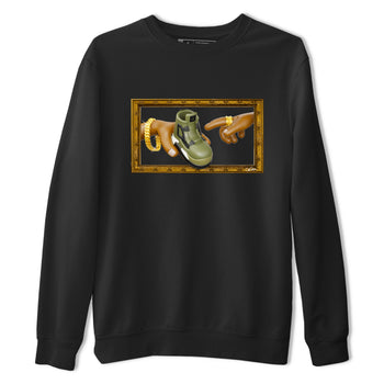 Air Jordan 4 Medium Olive shirt to match jordans The Creation of Adam sneaker tees AJ4 Medium Olive SNRT Sneaker Release Tees Unisex Black 2 T-Shirt