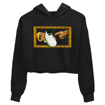 5s Lucky Green shirt to match jordans The Creation of Adam sneaker tees Air Jordan 5 Lucky Green SNRT Sneaker Release Tees Black 2 Crop T-Shirt