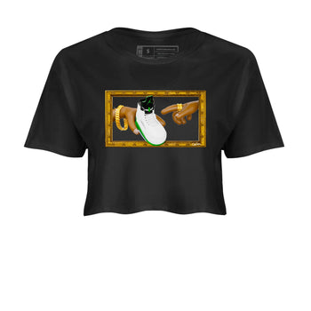 5s Lucky Green shirt to match jordans The Creation of Adam sneaker tees Air Jordan 5 Lucky Green SNRT Sneaker Release Tees Black 2 Crop T-Shirt