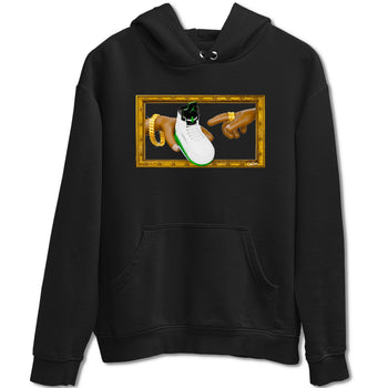 5s Lucky Green shirt to match jordans The Creation of Adam sneaker tees Air Jordan 5 Lucky Green SNRT Sneaker Release Tees Unisex Black 2 T-Shirt