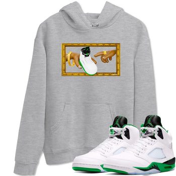 5s Lucky Green shirt to match jordans The Creation of Adam sneaker tees Air Jordan 5 Lucky Green SNRT Sneaker Release Tees Unisex Heather Grey 1 T-Shirt