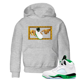 5s Lucky Green shirt to match jordans The Creation of Adam sneaker tees Air Jordan 5 Lucky Green SNRT Sneaker Release Tees Baby Toddler Heather Grey 1 T-Shirt