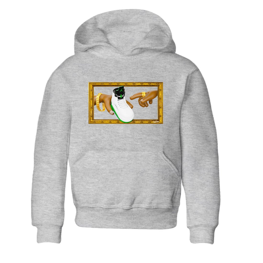 5s Lucky Green shirt to match jordans The Creation of Adam sneaker tees Air Jordan 5 Lucky Green SNRT Sneaker Release Tees Baby Toddler Heather Grey 2 T-Shirt