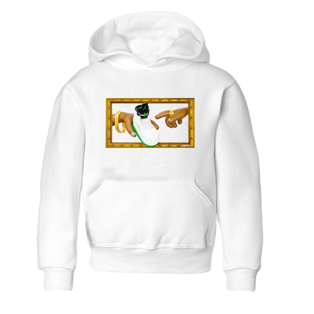 5s Lucky Green shirt to match jordans The Creation of Adam sneaker tees Air Jordan 5 Lucky Green SNRT Sneaker Release Tees Baby Toddler White 2 T-Shirt