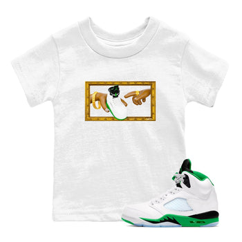 5s Lucky Green shirt to match jordans The Creation of Adam sneaker tees Air Jordan 5 Lucky Green SNRT Sneaker Release Tees Baby Toddler White 1 T-Shirt