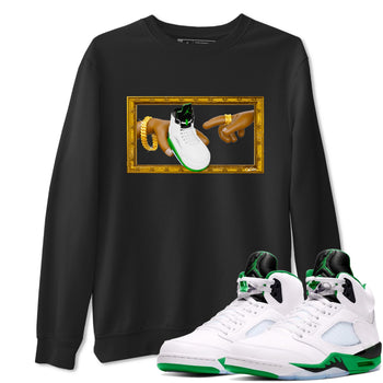 5s Lucky Green shirt to match jordans The Creation of Adam sneaker tees Air Jordan 5 Lucky Green SNRT Sneaker Release Tees Unisex Black 1 T-Shirt