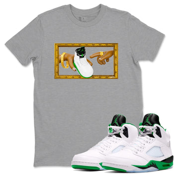 5s Lucky Green shirt to match jordans The Creation of Adam sneaker tees Air Jordan 5 Lucky Green SNRT Sneaker Release Tees Unisex Heather Grey 1 T-Shirt