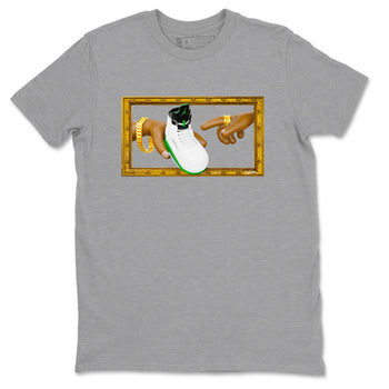 5s Lucky Green shirt to match jordans The Creation of Adam sneaker tees Air Jordan 5 Lucky Green SNRT Sneaker Release Tees Unisex Heather Grey 2 T-Shirt