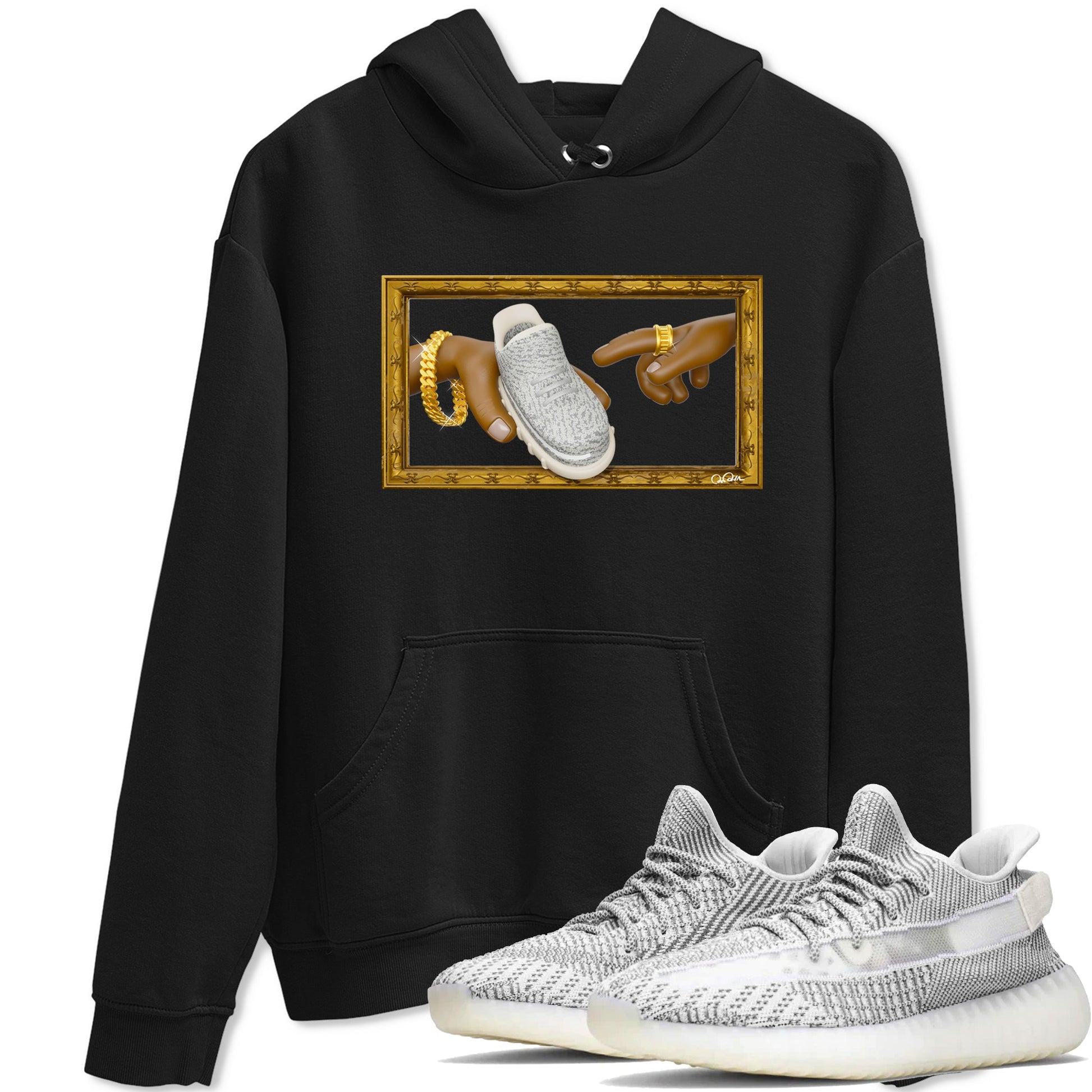Yeezy 350 Static shirt to match jordans The Creation Of Adam sneaker tees Adidas Yeezy 350 Static SNRT Sneaker Release Tees Unisex Black 1 T-Shirt