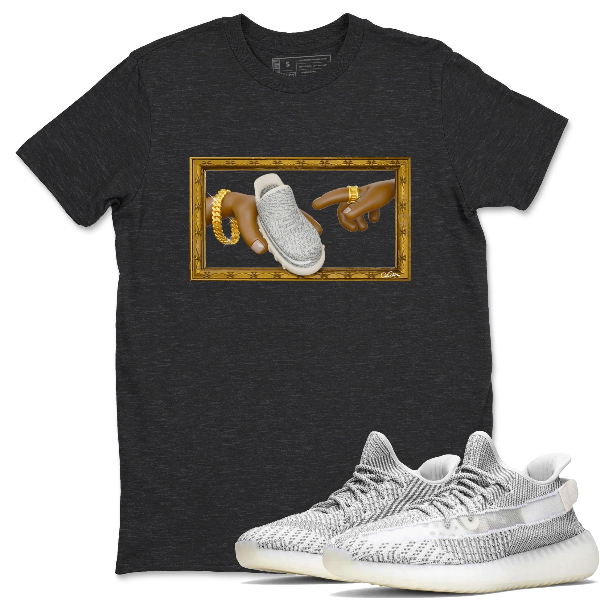 Yeezy 350 Static shirt to match jordans The Creation Of Adam sneaker tees Adidas Yeezy 350 Static SNRT Sneaker Release Tees Unisex Charcoal Heather 1 T-Shirt