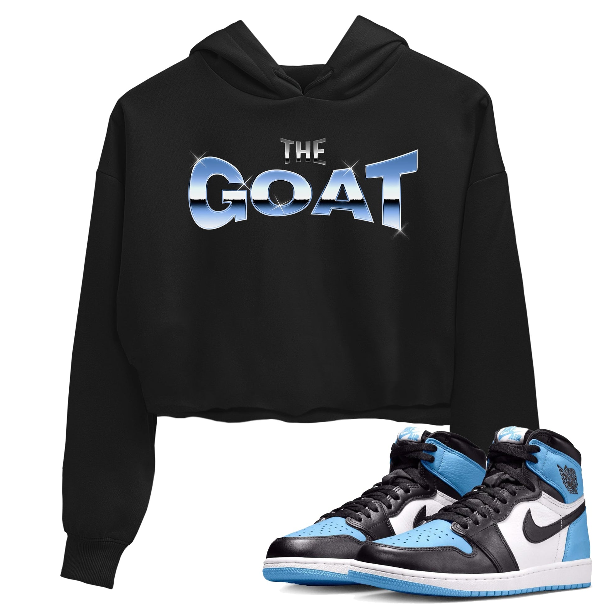 Air Jordan 1 Retro High OG UNC Toe Shirt to match Jordans The GOAT Sneaker Tees 1s UNC Toe SNRT Sneaker Release Tees Crop T-Shirts Black 1