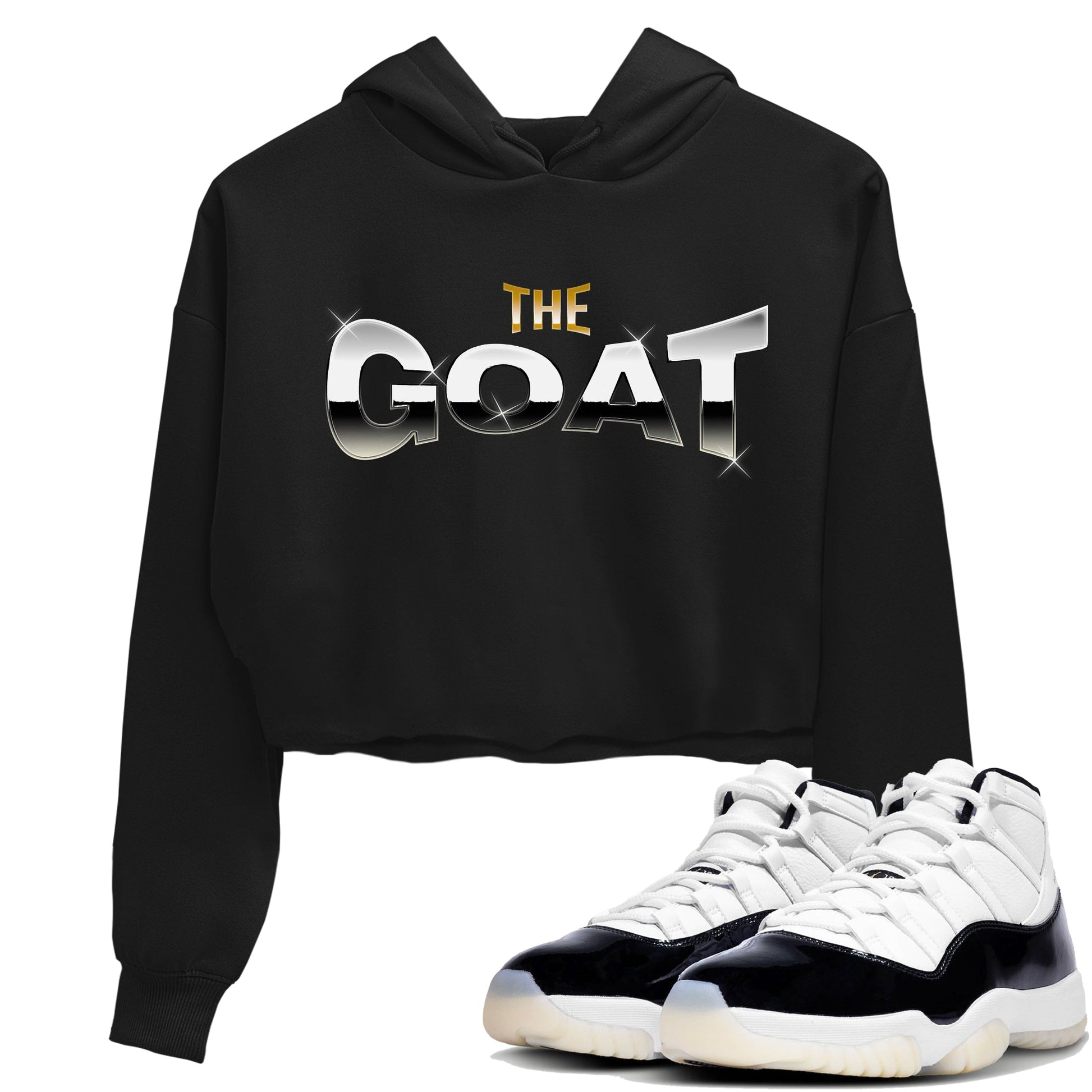 Air Jordan 11 Gratitude shirt to match jordans The Goat sneaker tees AJ11 Gratitude SNRT Sneaker Release Tees Black 1 Crop T-Shirt
